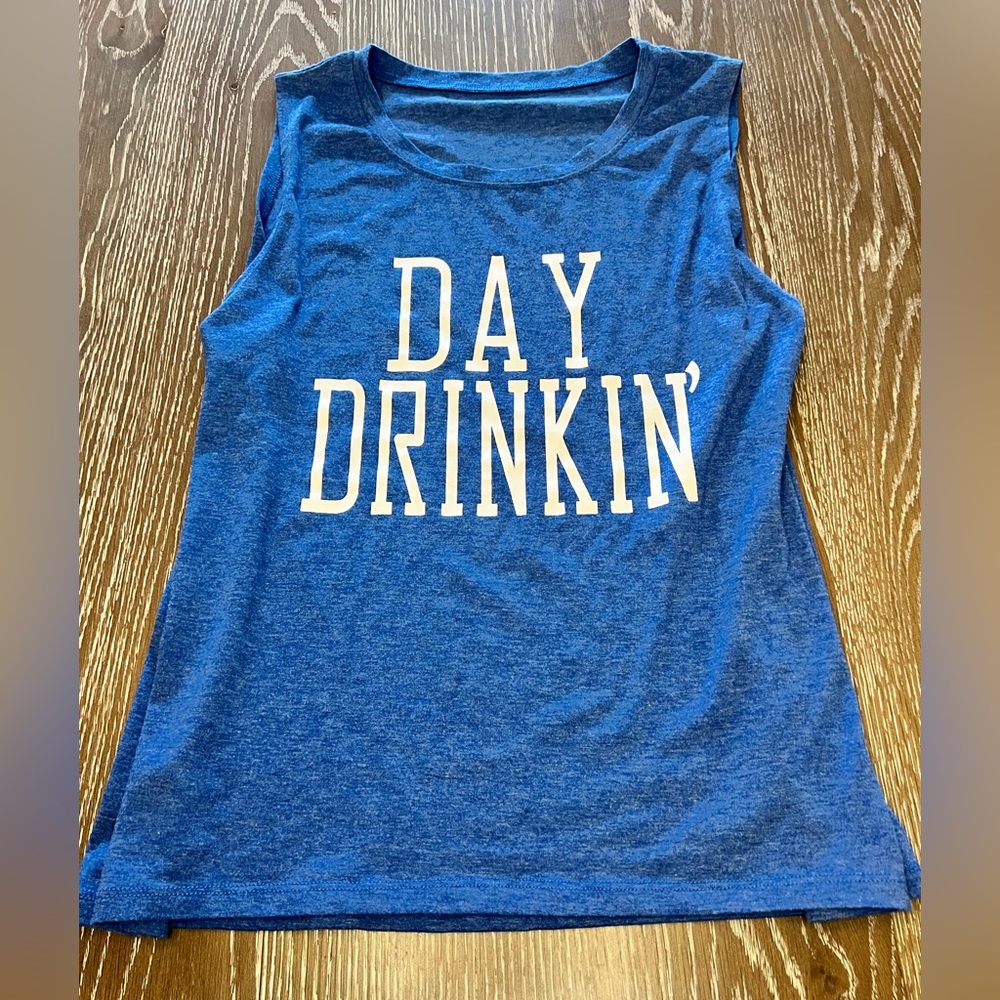 XL Sleeveless Blue “Day Drinkin” Tank